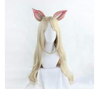 Personaje del juego K/DA Ahri Peluca larga con oreja Disfraz de Cosplay KDA Pelo sintético resistente al calor Mujeres Fiesta Pelucas de cosplay MZ1334 Peluca y oreja