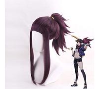 Personaje del juego K/DA Akali Ponytail Wig Cosplay Disfraz KDA Pelo sintético resistente al calor Mujeres Fiesta Cosplay Pelucas
