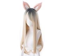 Personaje del juego KDA K/DA Ahri MV Tipo Pelucas de cosplay 70cm con orejas KDA Pelo sintético resistente al calor Perucas Cosplay Peluca de zorro peluca con orejas