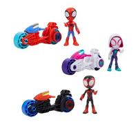 Hasbro-F67775L0 Spidey Marvel Figura héroes 10 cm con Motocicleta, Multicolor (F67775L0)