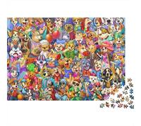 Personajes Animales de Dibujos Puzzle de 1000 Piezas Papel Puzzle para Adultos Estilo Doodle Divertido Relajación Hogar Regalo Familia 38x26cm/1000pcs