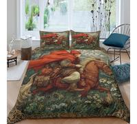 Personajes de Cuentos de Hadas rusos (Estilo pictórico) Juego De Ropa De Cama con Fundas De Almohada,3D Microfibra Funda Nórdica Suave Transpirable,Adecuado para Niños Y Niñas Super King（260x220cm）