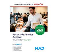 Personal de Servicios Auxiliares de la Comunidad Autónoma de Aragón. Temario volumen 1 y Test