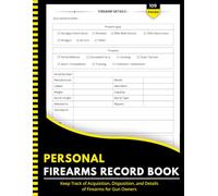 Personal Firearms Record Book: Firearms Inventory Personal Log Book to Keep Track of Acquisition, Disposition, and Details of Firearms for Gun Owners
