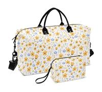 Personal Item - Bolsa de viaje grande con correa ajustable para viajes, juego de 2 piezas, amarillo (Yellow Little Fresh Flower Bloom)