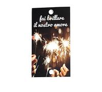 Personal Labels Tarjetas para bengalas, Fait brillare il nostros amore, para tus invitados de boda (texto en italiano)