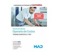 Personal Laboral De La Comunidad Autónoma De Cantabria. Temario Y Test Parte Específica. Operario De Cocina.