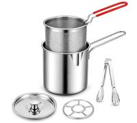 Personal Mini Deep Fryer Set, Mini 304 Stainless Steel Deep Fryer Pot with Basket, Deep Fryers Set with Handle & Strainer Basket, for Frying Fish Shrimp Chicken and Fries (1SET)