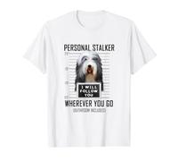 Personal Stalker Perro Collie Barbudo I Will Follow You Camiseta gráfica económica, Hombre, Blanco, L