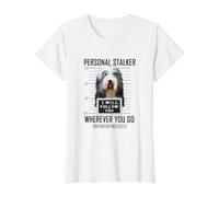 Personal Stalker Perro Collie Barbudo I Will Follow You Camiseta gráfica económica, Mujer, Blanco, XS