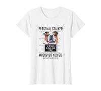 Personal Stalker Perro Old English Bulldog I Will Follow You Camiseta gráfica económica, Mujer, Blanco, L