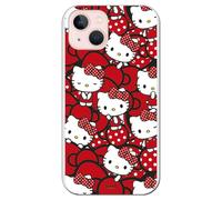 Personalaizer Funda Compatible con iPhone 14 con Diseño de Hello Kitty y Lazos Rojos y Topos - Estilo Kawaii - Carcasa Silicona TPU Flexible Transparente