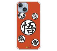 Personalaizer Funda Compatible con iPhone 15 Plus de Silicona TPU Flexible Transparente con Diseño de Dragon Ball Z - Simbolos