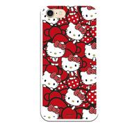 Personalaizer Funda Compatible con iPhone 7 - iPhone 8 - SE 2020 - SE 3(2022) con Diseño de Hello Kitty y Lazos Rojos y Topos - Estilo Kawaii - Carcasa Silicona TPU Flexible Transparente