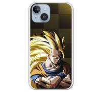 Personalaizer Funda Dragon Ball Z Goku Super Saiyan SS3 para iPhone 15 Plus - Carcasa Silicona TPU Flexible Transparente - Licencia Oficial