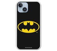 Personalaizer Funda Oficial Batman Compatible con iPhone 15 Plus - Carcasa de Silicona TPU Flexible Transparente - Diseño Logo Clásico