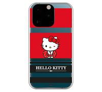 Personalaizer Funda Original Compatible con iPhone 13 Pro - Hello Kitty Franjas Rojas y Negras