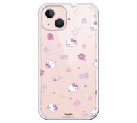 Personalaizer Funda para iPhone 15 con Diseño de Hello Kitty y Patrón de Flores - Estilo Kawaii - Carcasa Silicona TPU Flexible Transparente