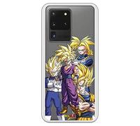 Personalaizer Funda para Samsung Galaxy S20 Ultra - Dragon Ball Z- Goku y Sus Amigos. DB Super Carcasas (Dragon Ball Z Goku Vegeta Gohan Trunks con Fondo Transparente)