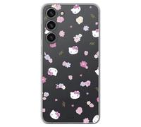 Personalaizer Funda para Samsung Galaxy S23 Plus con Diseño de Hello Kitty y Patrón de Flores - Estilo Kawaii - Carcasa Silicona TPU Flexible Transparente