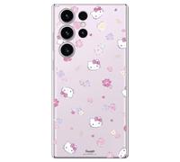 Personalaizer Funda para Samsung Galaxy S24 Ultra con Diseño de Hello Kitty y Patrón de Flores - Estilo Kawaii - Carcasa Silicona TPU Flexible Transparente