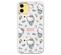 Personalaizer Funda Silicona Flexible Transparente para iPhone 11 con Diseño de Hello Kitty y Patrón de Stickers - Estilo Kawaii - Carcasa TPU