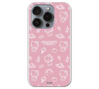 Personalaizer Funda Siliona Flexible Transparente para iPhone 14 Pro con Diseño de Hello Kitty patrón sobre Rosa - Carcasa TPU Compatible con iPhone 14 Pro