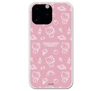 Personalaizer Funda Siliona Flexible Transparente para iPhone 14 Pro MAX con Diseño de Hello Kitty patrón sobre Rosa - Carcasa TPU Compatible con iPhone 14 Pro MAX