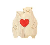 Personalice Rompecabezas de Madera con 2-6 familias, Adorable Adorno de Oso de Madera para decoración del hogar, Regalo pensativo para mamá, papá, Encantador Oso de Madera, Familia única para día