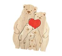 Personalice Rompecabezas de Madera con 2-6 familias, Adorable Adorno de Oso de Madera para decoración del hogar, Regalo pensativo para mamá, papá, Encantador Oso de Madera, Familia única para día