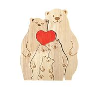 Personalice Rompecabezas de Madera con 2-6 familias, Adorable Adorno de Oso de Madera para decoración del hogar, Regalo pensativo para mamá, papá, Encantador Oso de Madera, Familia única para día