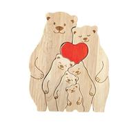 Personalice Rompecabezas de Madera de la Familia del Oso Forma Animal Decoración del hogar Mamá Papá Cumpleaños Precioso Oso Rompecabezas de Madera Familia única para Día de la Madre Día del