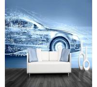 Personalidad Arte Cúbico Creativo Sci Fi Coche 3D Papel Pintado Pared Fácil Instalación Oficina Sala Estar Sofá Dormitorio TV Fondos Decoración-200cm×140cm