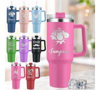 Personalised 40 oz Tumbler with Handle Straw Stainless Steel Coffee Tumbler