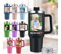Personalised 40 oz Tumbler with Handle Straw Stainless Steel Coffee Tumbler