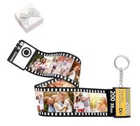 Personalised Film Roll Keychain with Photo 10/15/20/25 Pcs With Wooden Camera Packaging Box, Colorful Picture and Text Custom Camera Roll Film Keyring Christmas Holiday for Woman Dad Mom (Camera)