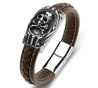 Personalised Gifts Bangle Men's Bracelets for Men Skull Pledge Bangle Bracelet Stainless Steel with Magnetic Clasp, Faux, Without Zirconia