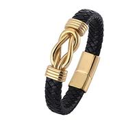 Personalised Gifts Bangle Men's Bracelets for Men Woven Bracelets Men's Bracelet Stainless Steel with Magnetic Clasp Length 18.5 cm, Faux, Without Zirconia