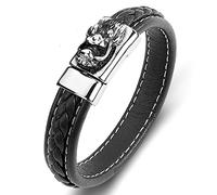 Personalised Gifts Bracelet Men, Wrap Bracelet Dragon Bracelet for Men Black Wrist Chain Stainless Steel with Magnetic Clasp, Length 16.5 cm, Faux, Without Zirconia