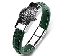 Personalised Gifts Men's Bracelet Bangle Delicate Eagle Party Bracelets Green Wrist Chain Stainless Steel with Magnetic Clasp Length 18.5 cm, Faux, Without Zirconia