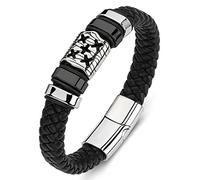 Personalised Gifts Wedding Bracelets, Bangle Men's X Shape Bracelets Black A Wrist Chain Stainless Steel with Magnetic Clasp, Length 20 cm, Faux, Without Zirconia
