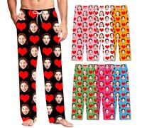 Personalisierte Pyjamahose mit Foto, Personalisiert Schlafanzughose Lang mit Foto, Individueller Gesichts Pyjama für Herren Damen, Einzigartiges Geschenk für Valentinstag Paare, Familie und Freunde