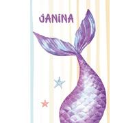 Personalisiertes Notizbuch für Mädchen/Frauen - Meerjungfrauenflosse im Pastell-Design - Name Janina - 110 linierte Seiten: Maritimes Notizbuch im ... für Notizen, Träume und kreative Gedanken