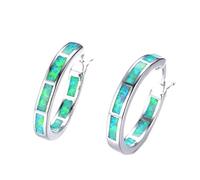 Personality Multi Color Fire Opal Earring Hoop Women Fine Jewelry