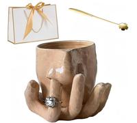 Personality Nose Picking Ceramic Storage Cup, Multifunctional Creative Elegant Jewelry Cosmetics Tray, Art Mug as Artwork for Friends for Home Office Desk Decor (Cup+Holder *1)