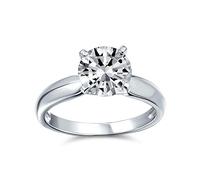Bling Jewelry Personalizar Timeless Promise 2.75-3Ct Aaa Cz Ronda Brillante Corte Solitario Anillo De Compromiso Para La Mujer Llanura Delgada Banda .925 Plata De Ley Personalizable