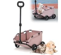 Personaliza lo que necesitas Cochecito ligero para mascotas, carrito plegable de 4 ruedas con mango giratorio de 360° para viajes y juegos al aire libre (rosa)