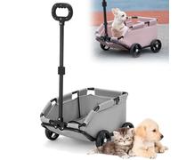 Personaliza lo que necesitas Cochecito ligero para mascotas, carrito plegable de 4 ruedas con mango giratorio de 360° para viajes y juegos al aire libre (gris)