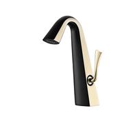 Personaliza lo que necesitas grifo de baño de latón cepillado de lujo, diseño simple, 1 agujero, mango único, grifo de lavabo de doble control frío y caliente (oro negro)