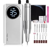Personaliza lo que necesitas taladro eléctrico de alta velocidad, máquina de lima de uñas recargable portátil de 35000 RPM para manicura y pedicura, juego de molinillo de uñas inalámbrico y de bajo